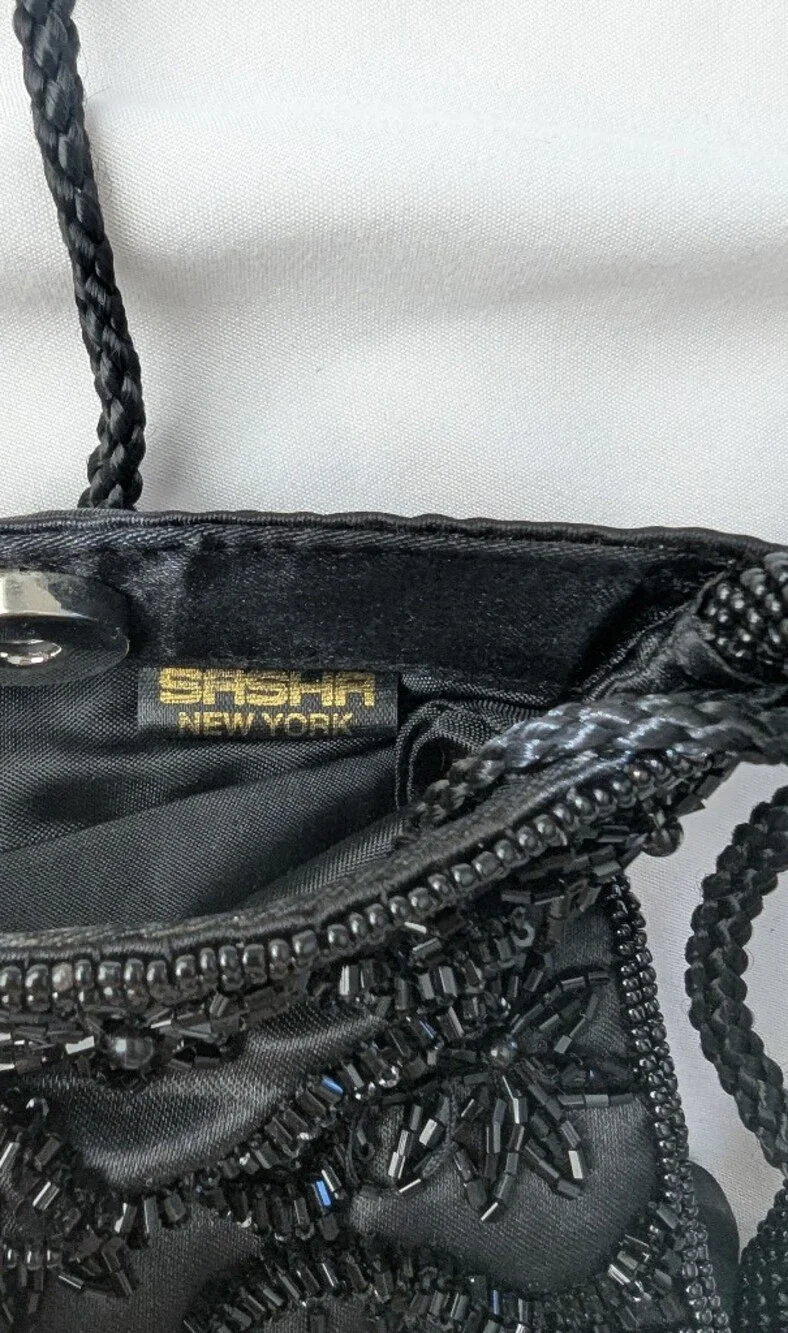 Vintage Beaded Evening Clutch Bag - Black